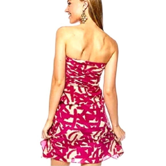 Miss Me Couture Strapless Layered, Ruched, Asymmetric Hem Pink Dress - Picture 7 of 13